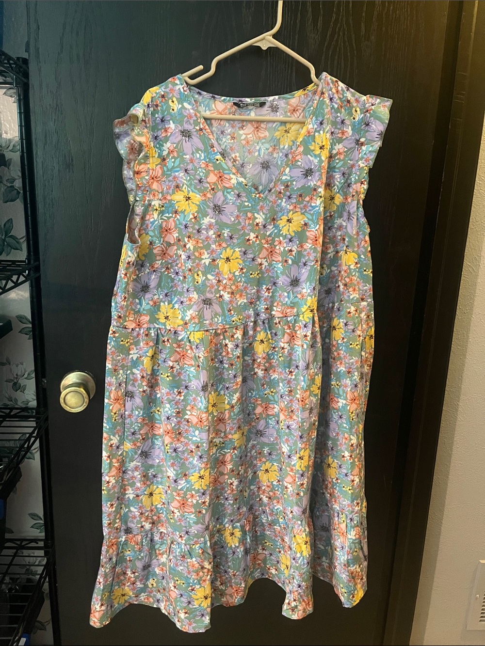 BloomChic Pastel Floral V-Neck Dress in Lavender, Peach & Yellow